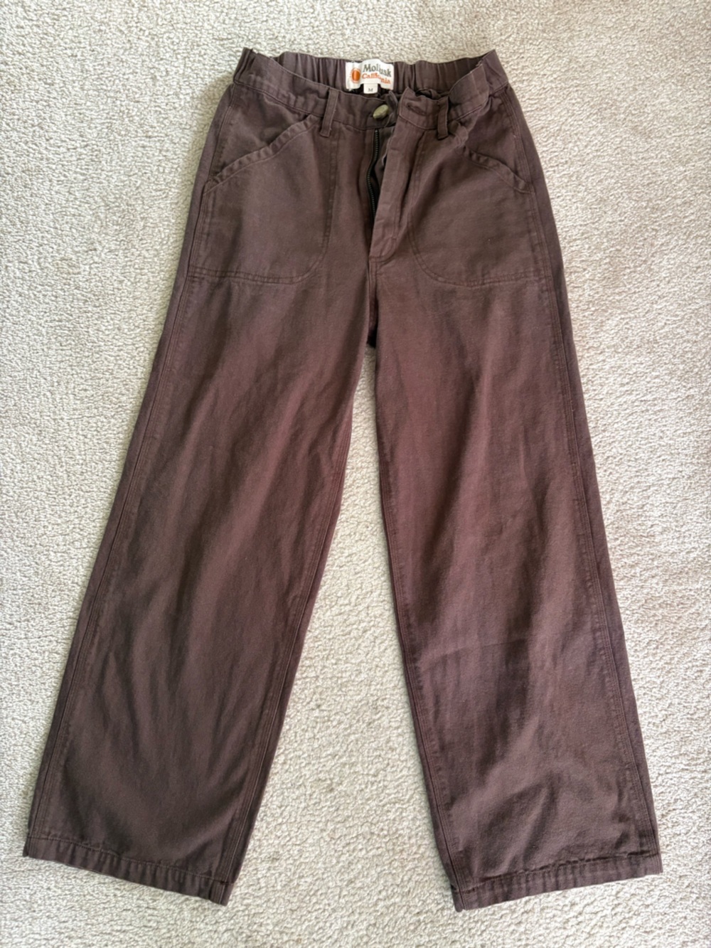 Mollusk Wide Straight-Leg Pants in Dark Brown